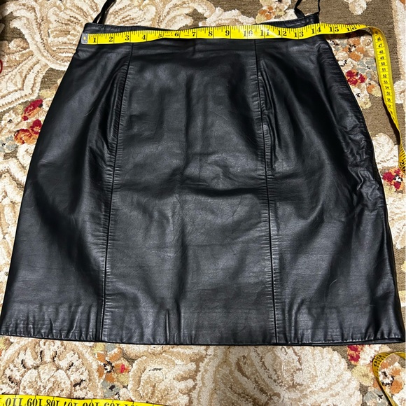 Vintage Byrnes & Baker Black Leather Skirt - Picture 9 of 13